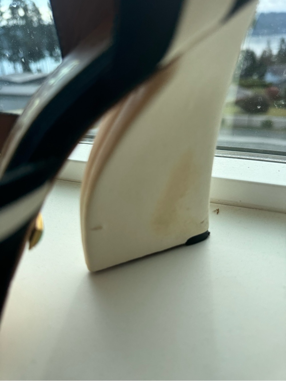 L.A.M.B. Black and Cream Strappy Block Heel Sandals - Picture 3 of 8